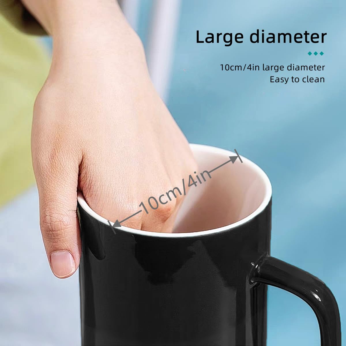 NIUKOMY Extra Large Ceramic Coffee Cup, 900 ml Tea Cup with Lid and Spoon,  Super Large