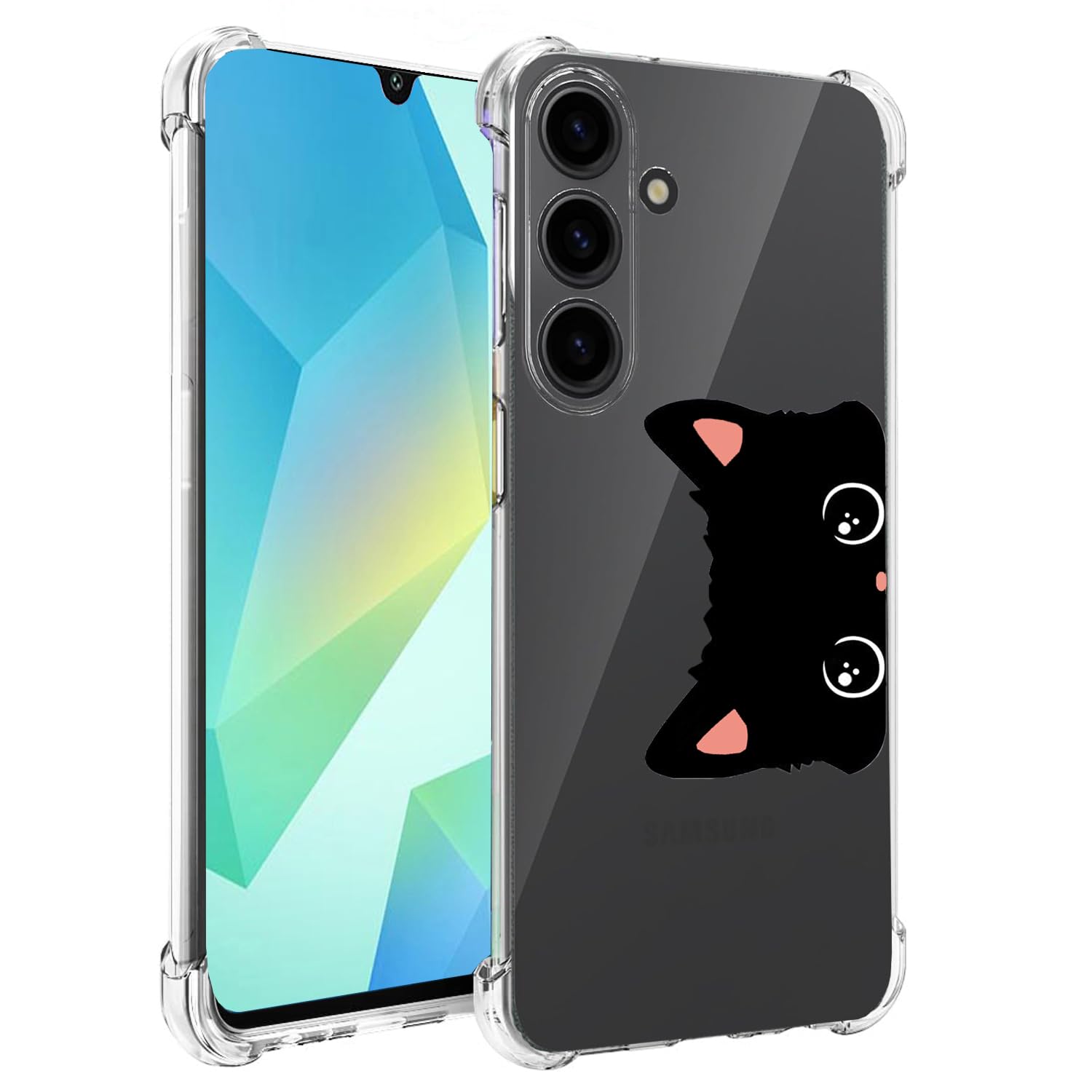 Ftonglogy for Samsung Galaxy A16 5G/4G Case: Clear (Fun Cat Ear) | Cute Flowers Floral Design, for Girls Women, Slim Soft TPU Bumper, Shockproof