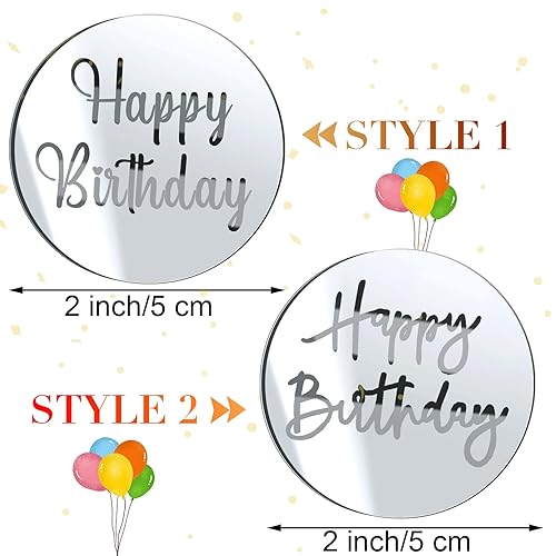 Miniatura 9 de 20 piezas de disco acrílico para tartas de acrílico para cupcakes, adornos de espejo acrílico para tartas, adornos redondos grabados para