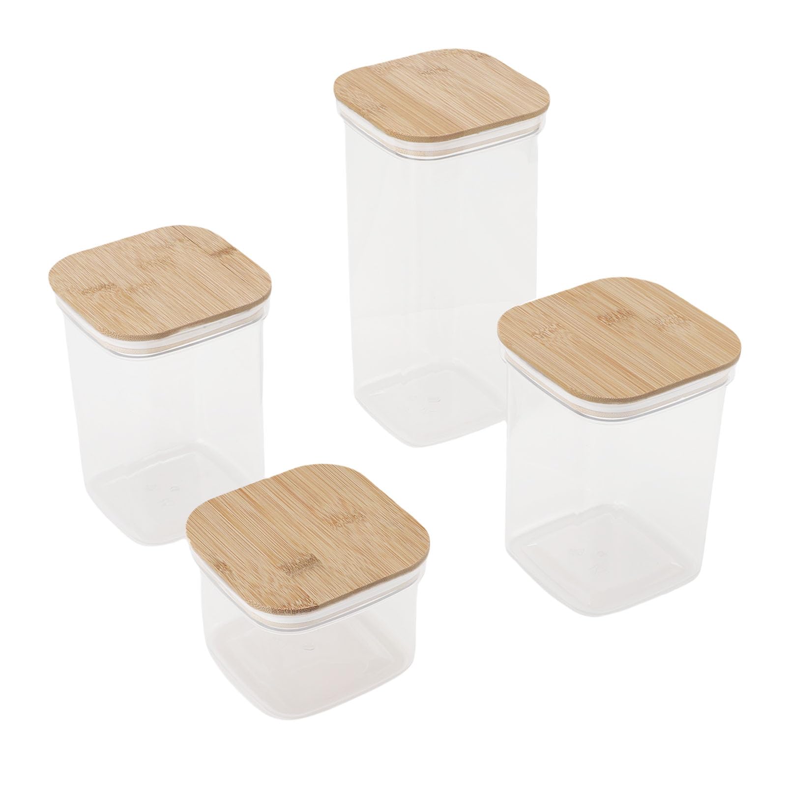 Zunate Luftdichte Vorratsdosen für Lebensmittel mit Bambusoideae-Deckeln für die Organisation in der Küche, Quadratische, Durchsichtige Kanister, 6er-Pack (8 Packungen 2000 ml x 1 + 1300 ml x 2 +