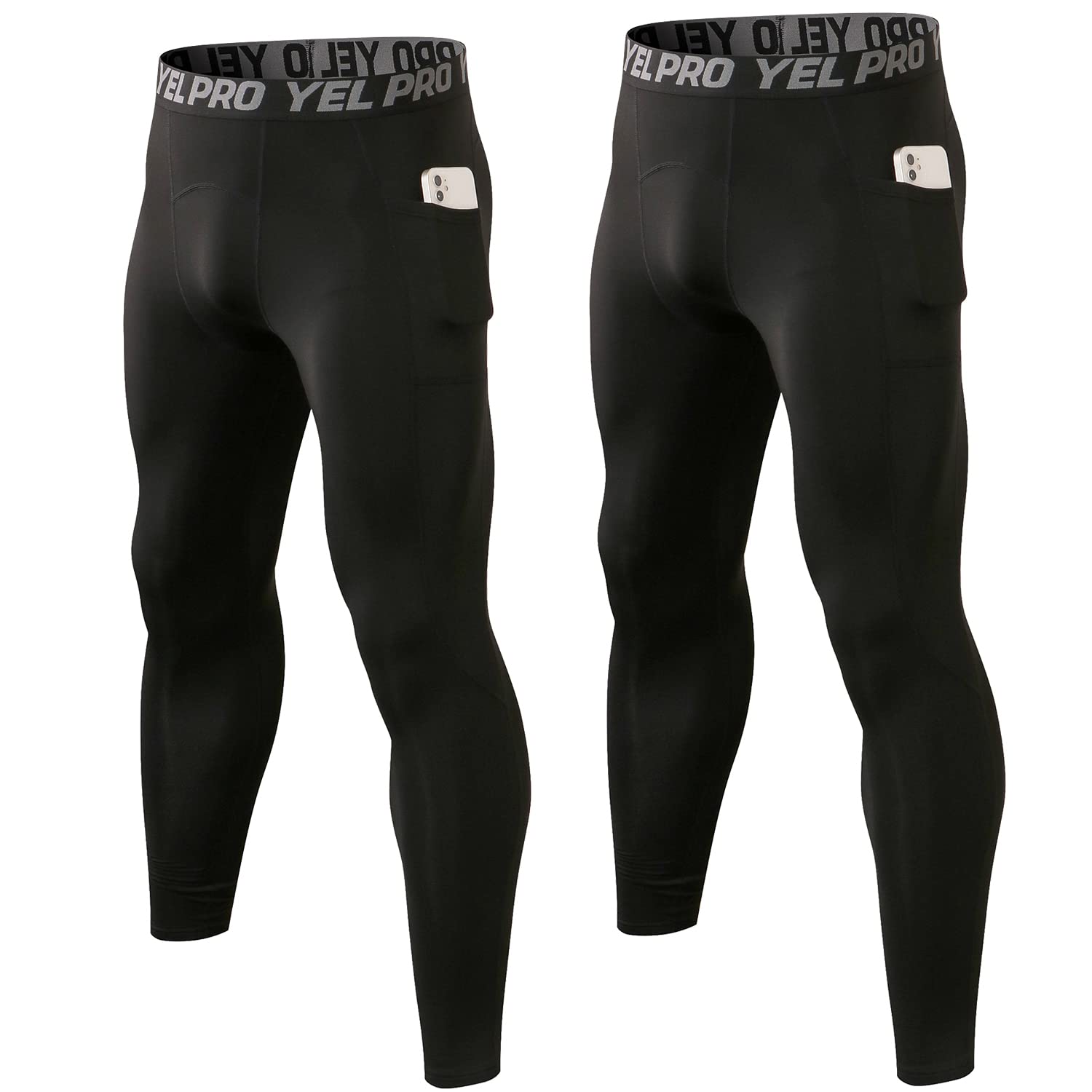 SPVISE Thermo-Kompressionshose für Herren, mit Fleece gefüttert, Sport-Leggings, Strumpfhose, kaltes Wetter, Baselayer-Hose, 1 oder 2 Stück