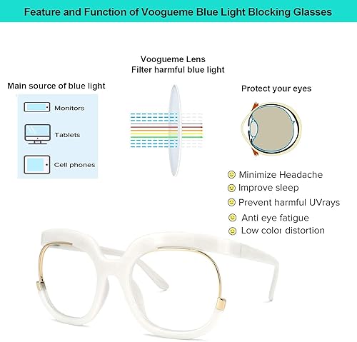 Miniatura 5 de VOOGLAM Fredia OX739865 - Marco de lentes cuadrados de gran tamaño con lente transparente para mujer