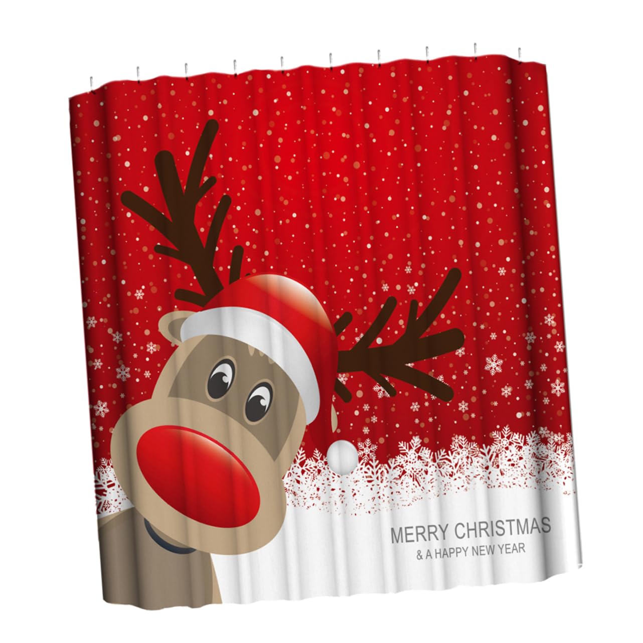 Rideau de bain Noël étanche douche tissu imprimé éléphant rouge
