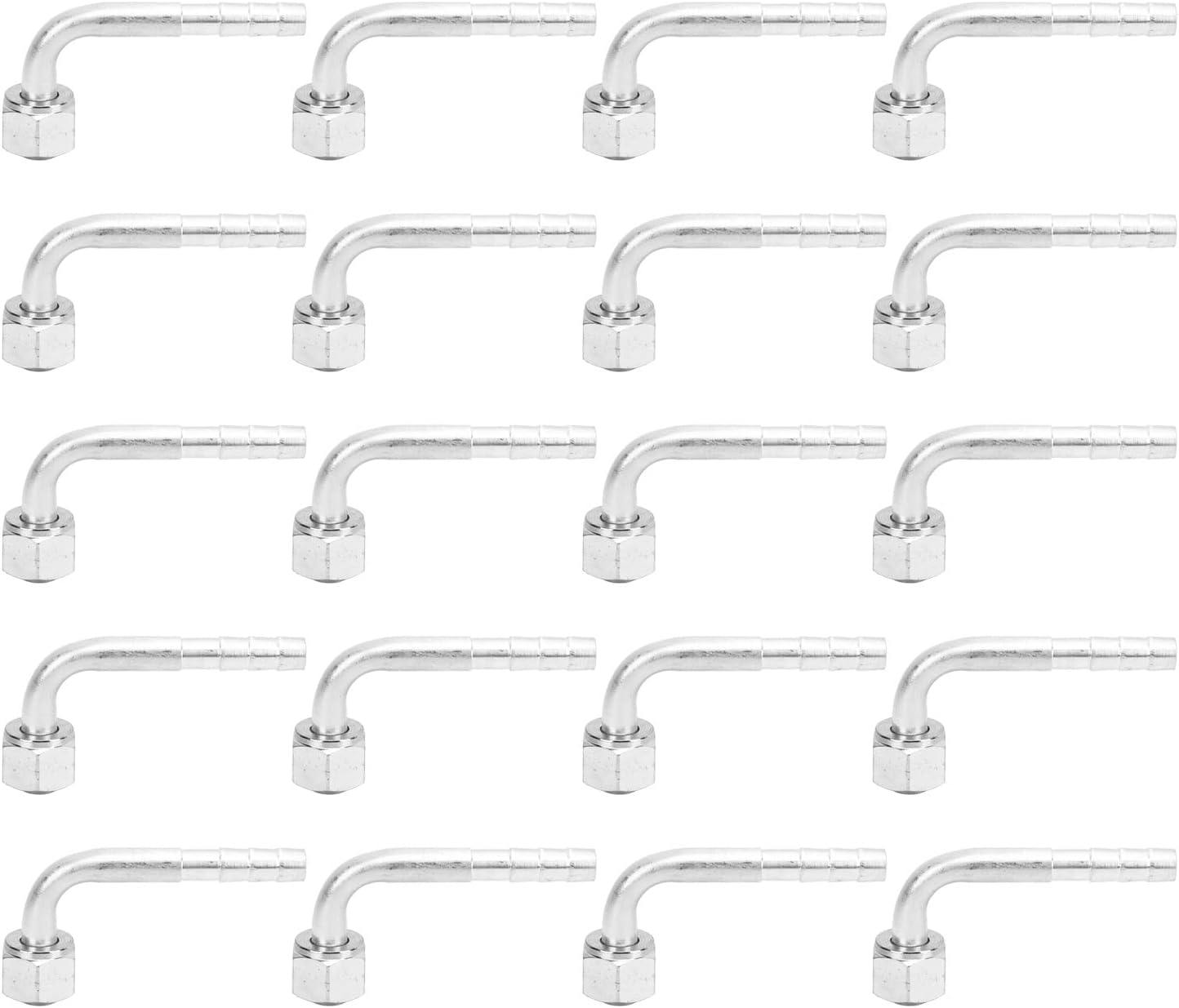 20PCS Car Air Conditioner Aluminum 90° Bend Connectors 3/8in for Trucks & Retrofit Vehicles Air Conditioning