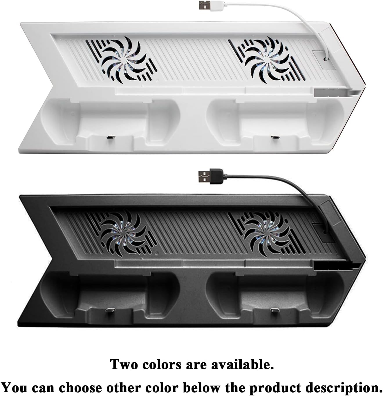 OSTENT Multifunctional Hub USB Cooling Fan Charger Stand for PS4 Console and Controller - Color Black