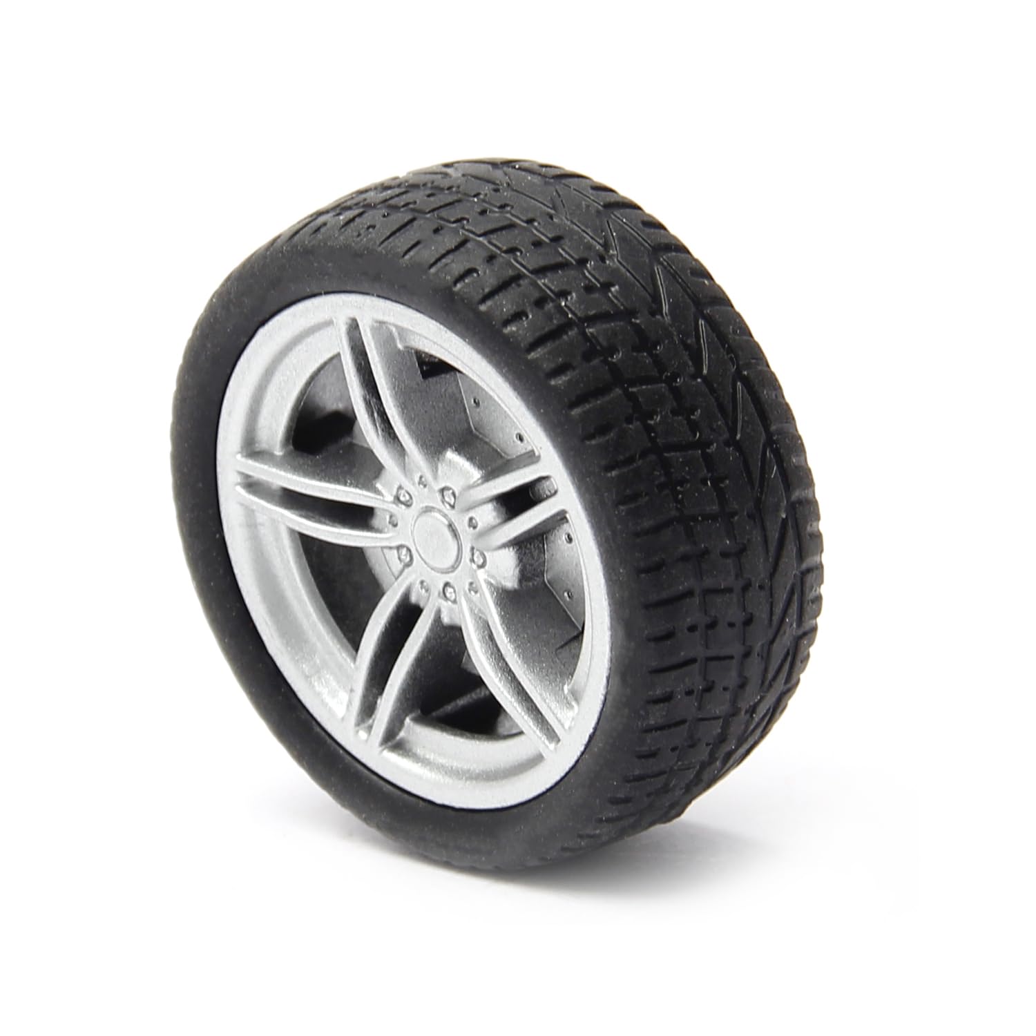 Yinpecly RC Car Wheel 38mm Dia Rubber RC Drift Cars Tires Set for DIY RC Car Truck Boat Helicopter Model Silver and Black 1PCS