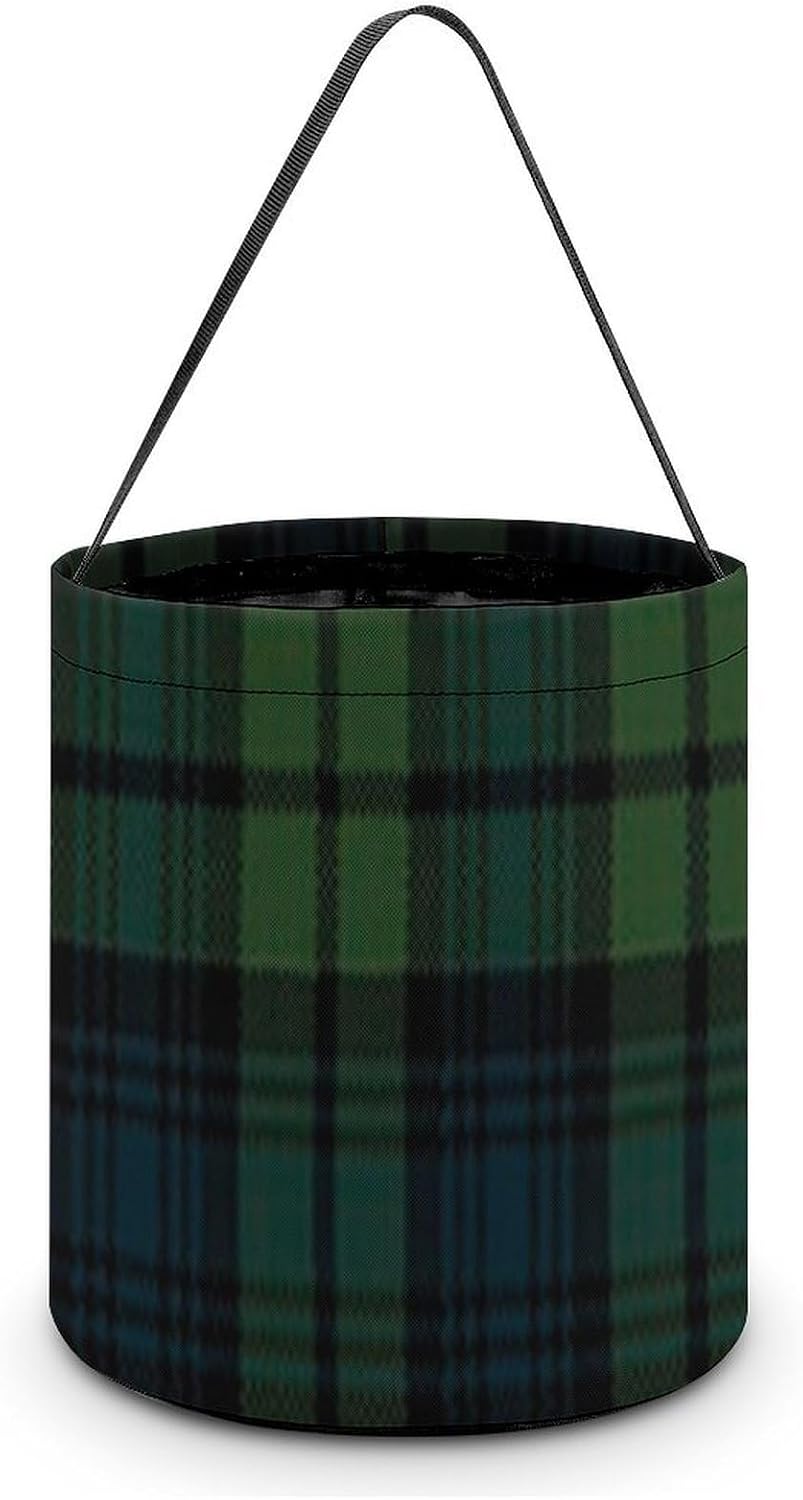Scottish Tartan Plaid Halloween Treat Bag Reusable Candy Basket Tote Goody Bags Gift Party