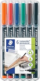 STAEDTLER 318 WP6 Lumocolor Universal Permanent Fine Pens - Assorted Colours