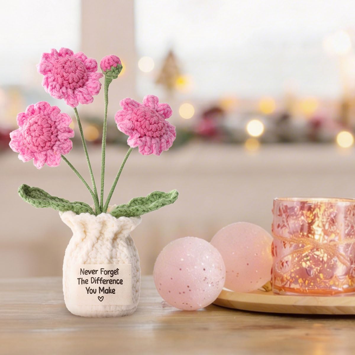 Crocheted Daisy Flowers Potted,Difference You Make Gifts