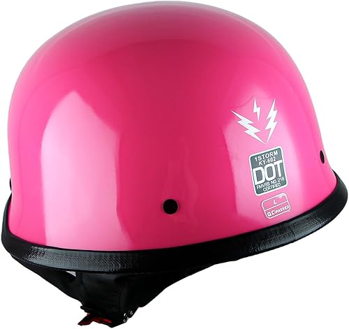 Miniatura 6 de 1Storm Casco de media cara para motocicleta, estilo alemán abierto, aprobado por DOT HKY602 rosa brillante