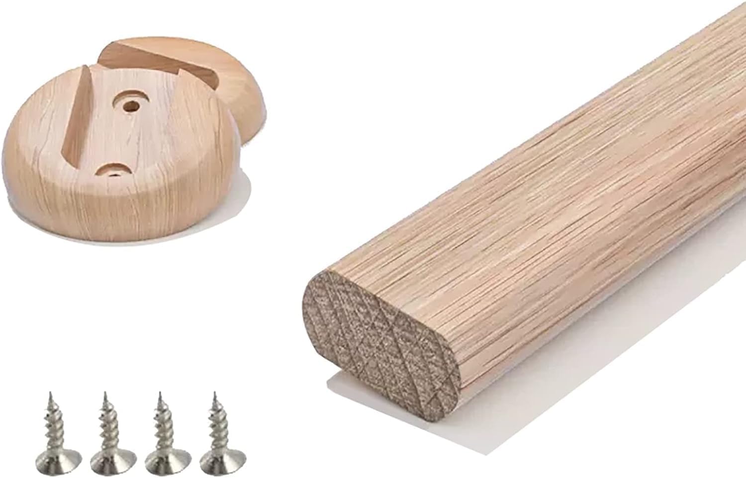 Barre ovale de penderie bois 0,85m et support tige de placard pour armoire et dressing