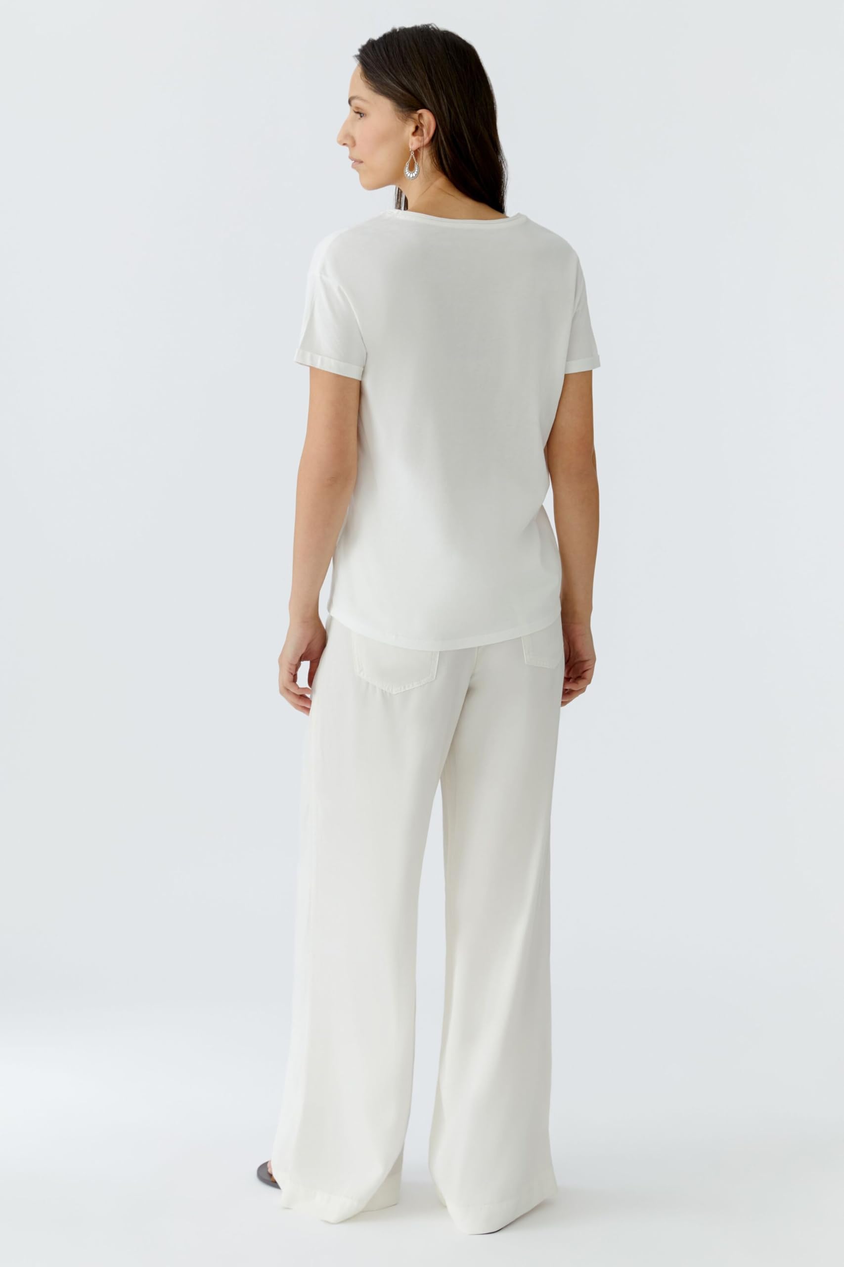 Oui Damen T-Shirt Boxy geschnitten Platziertes Motiv
