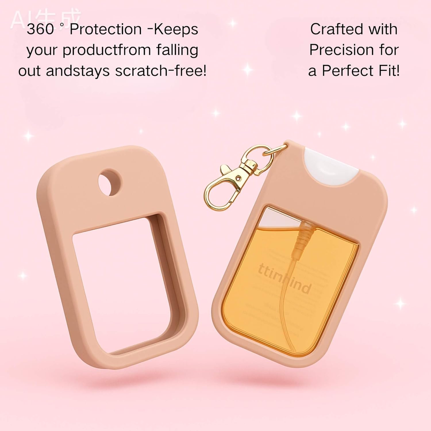 Hand Sanitizer Spray Case with Keychain, Durable Silicone Holder Compatible with Touchland Power Mist & Glow Mist (1 fl oz) - Image 3