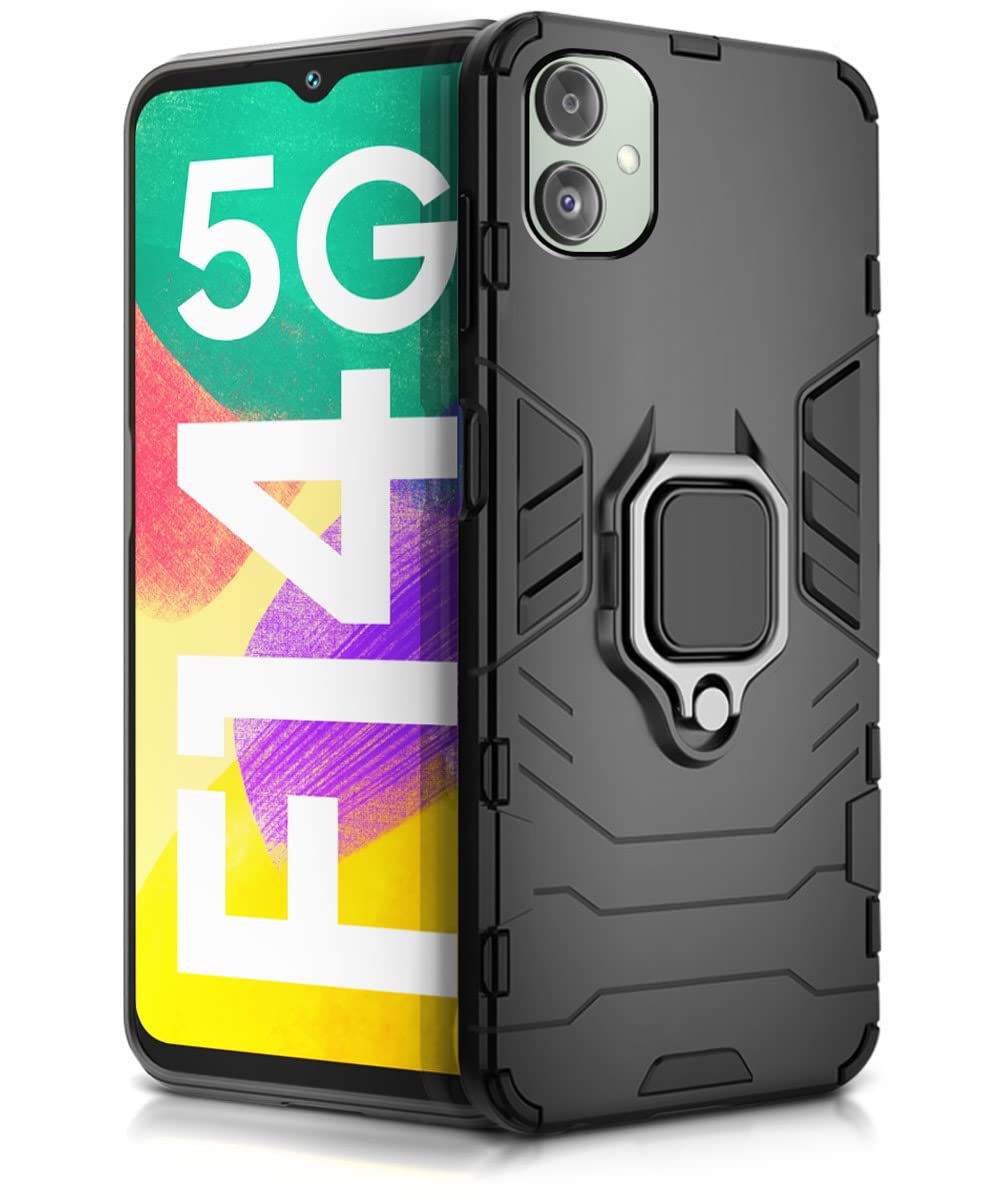 WOW IMAGINE Shock Proof Back Case Mobile Cover for Samsung Galaxy F14 5G | Bumper Back Cover Case (Tough Armor | Hybrid PC + TPU | Full Protection with Ring Holder & in-Built Kickstand | Black) (B0C14VM3T3) Amazon Price History, Amazon Price Tracker