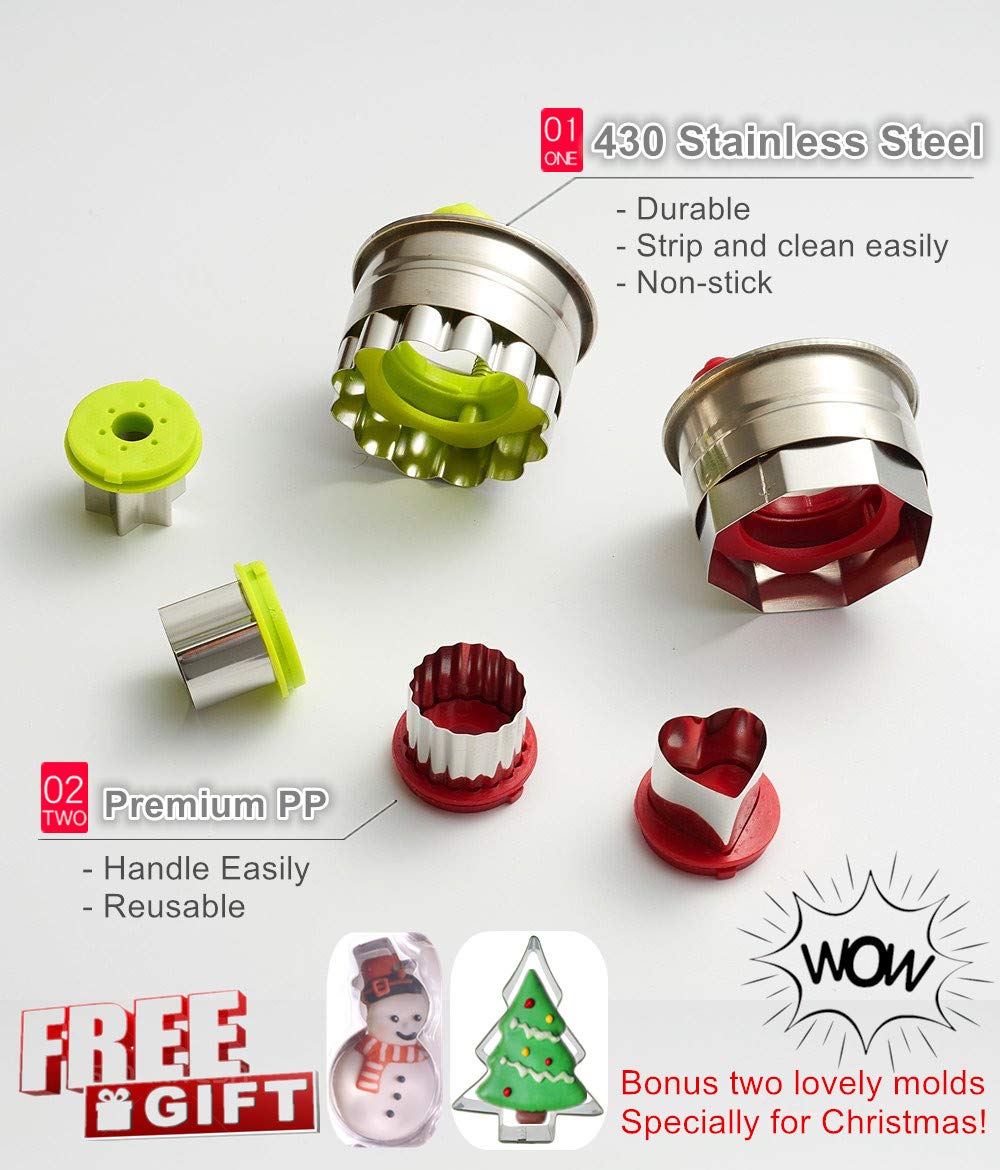 Set di 3 Stampi per Biscotti in Acciaio Inox, Forme a Stella