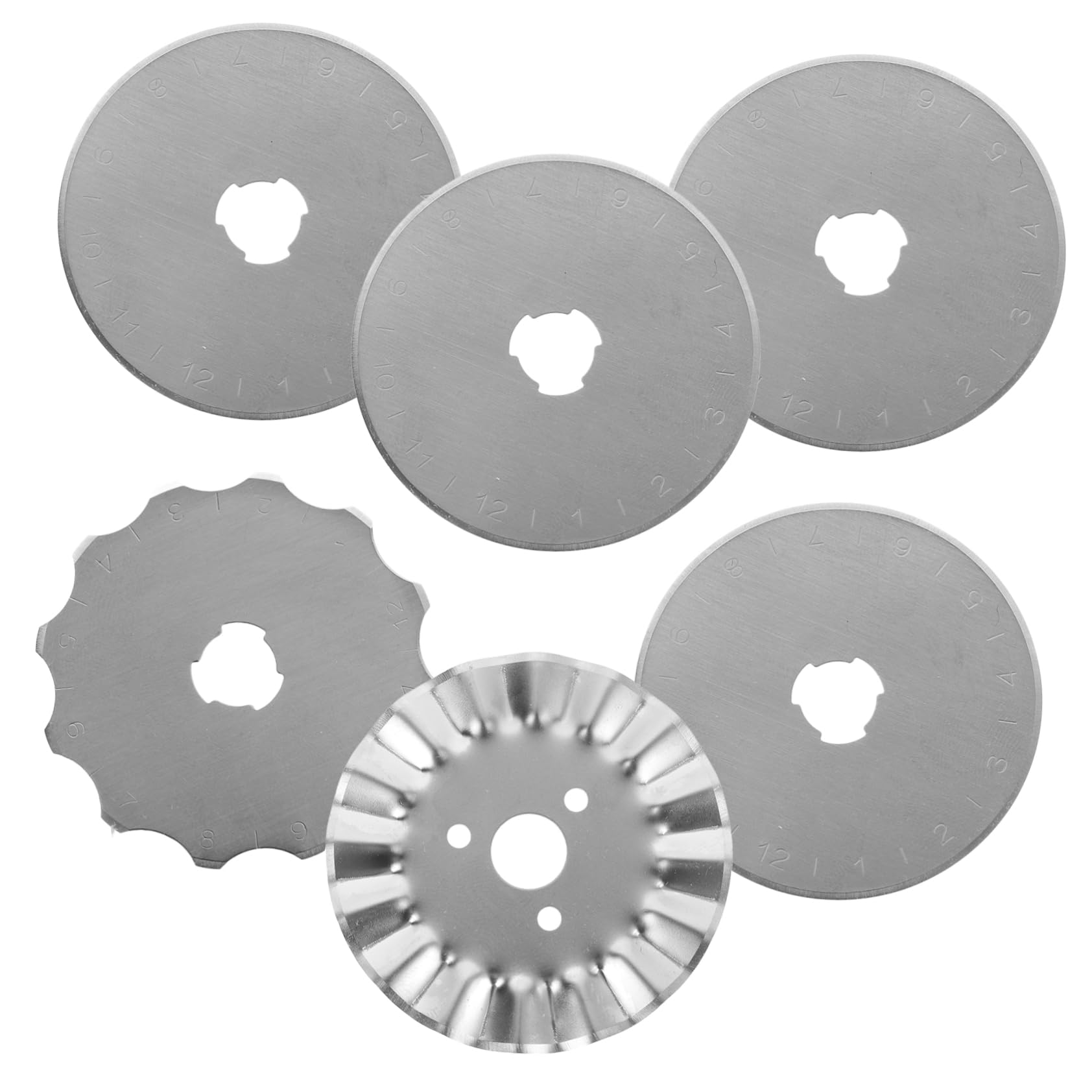 HAPINARY Titanium-Plated Round Blades for Rotary Cutters 6 Pack Precision Sharpened for Fabric Paper Leather Craft Projects
