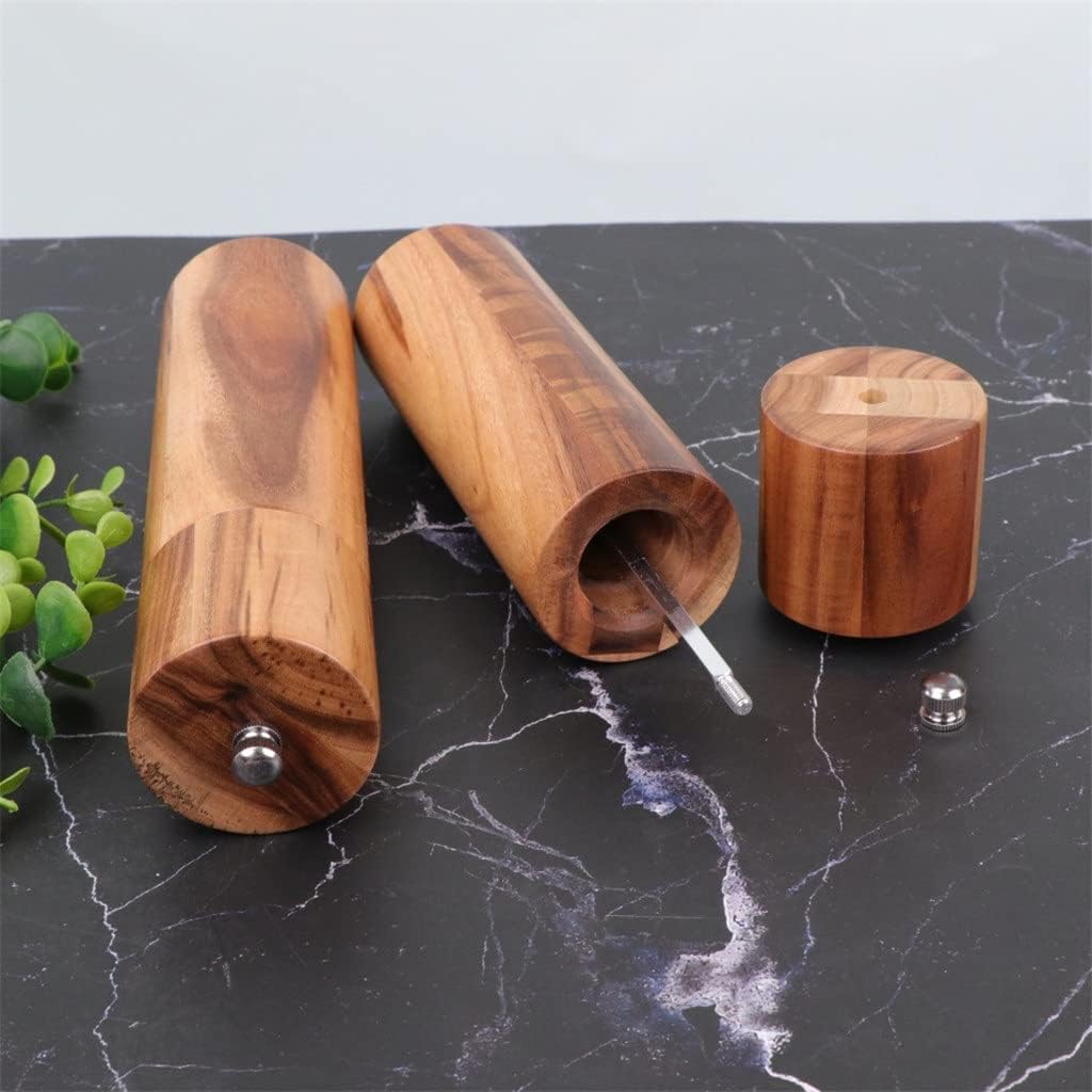 8 inch Adjustable Acacia Wood Salt And Pepper Grinder Multifunctional Wooden Manual Mills Kitchen Tools