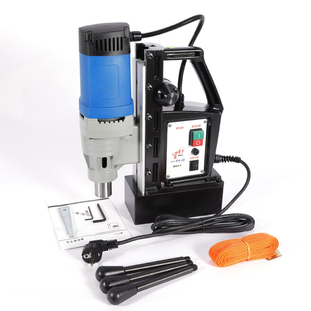 Magnetbohrmaschine Kernbohrmaschine 1680W Magnet Kernbohrgerät 13800N Magnetbohreinheit Bohrmaschine 3-28mm mit Bohren von Stahlkernen und Nadelführung, Max. Tiefe 50 mm