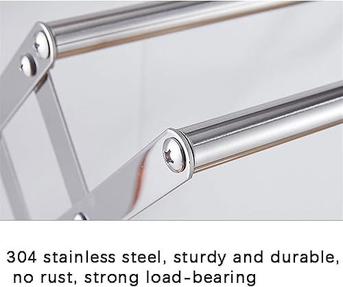 Miniatura 4 de MSCEE Estante de secado de ropa plegable para ropa para colgar en la pared, ahorrador de espacio, de acero inoxidable, ajustable, para interiores y