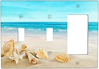 Vista 13 de Cubierta para interruptor de luz, placas de pared de conchas marinas en la playa, palanca individual de 1 banda, 4.5 x 2.76 pulgadas, 1 paquete