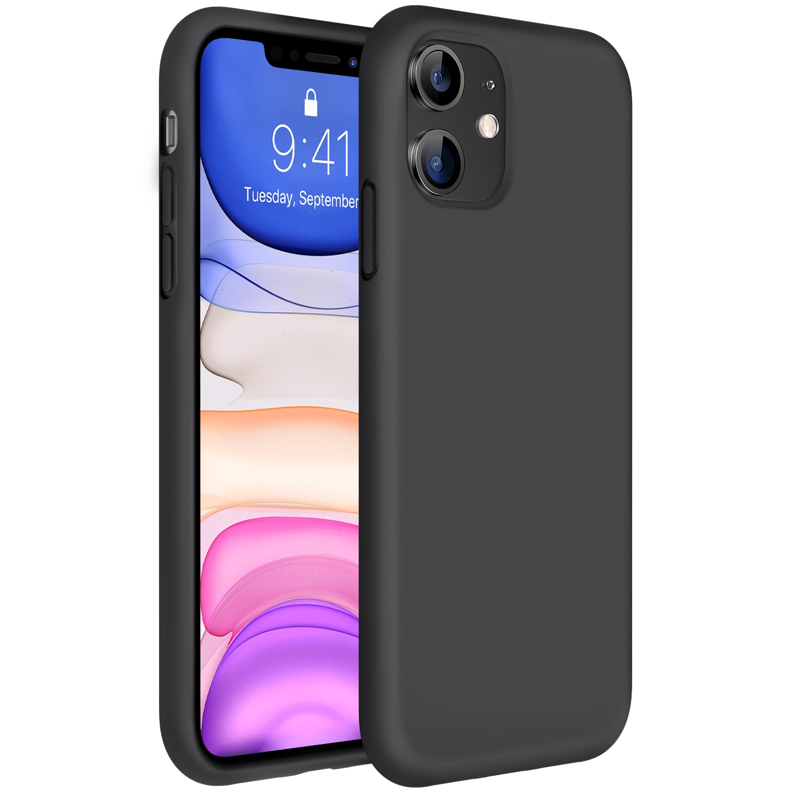 Miracase Silicone for iPhone 11 Phone Case, Black | Soft Anti-Scratch Microfiber Lining, Premium Silicone Cover Shockproof Drop Protection Phone Case for 11
