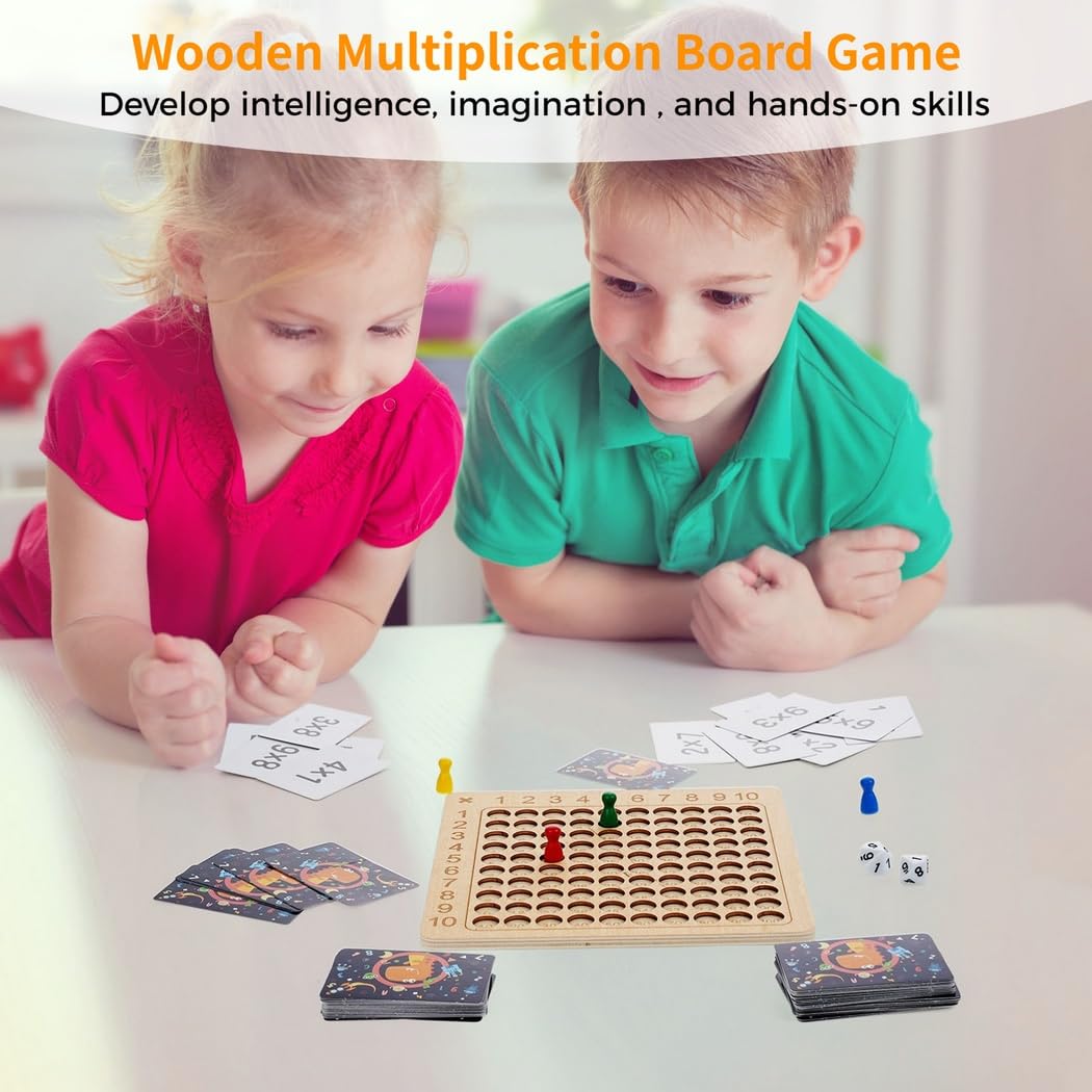 Multiplikations-Brettspiel aus Holz, Lernspiel für Kinder zum Zählen, interaktive Mathebausteine für Eltern und Kinder, Puzzle-Multiplikationstafel für Kleinkinder ab 3 Jahren