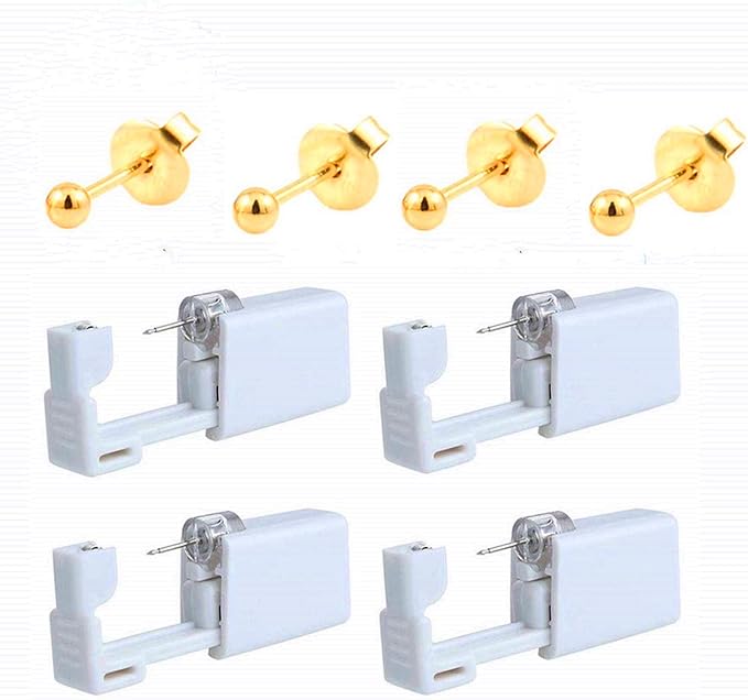 4 Pack Ear Piercing Gun Disposable Self Mixed Colours Ear Piercing Gun