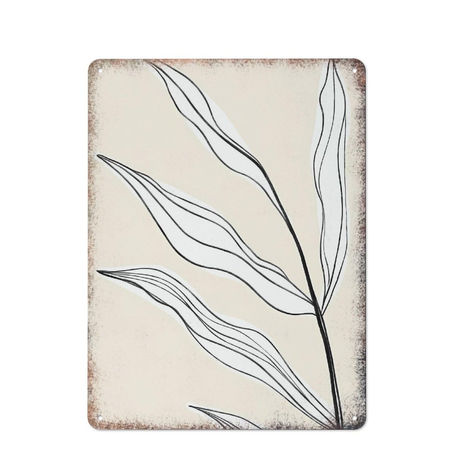 Abstract Leaf Minimalist Large Metal Wall Art Vintage Decor Sign for Kitchen Bedroom Outdoor Garage Yard Fence 8x12 Inch