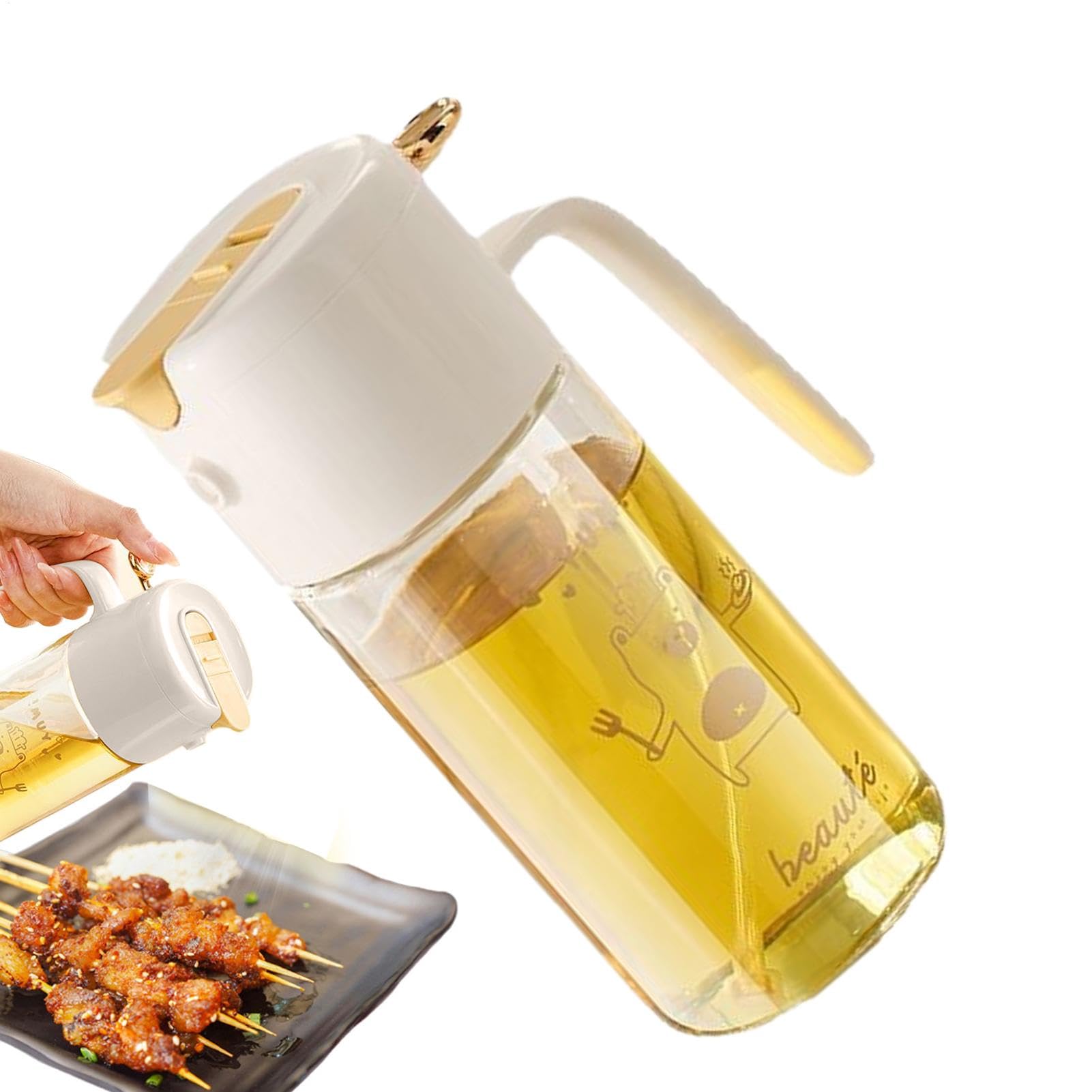 Botella de aceite con pulverizador Mimoqk 550 ml recargable y hermética para freidora de aire y cocina