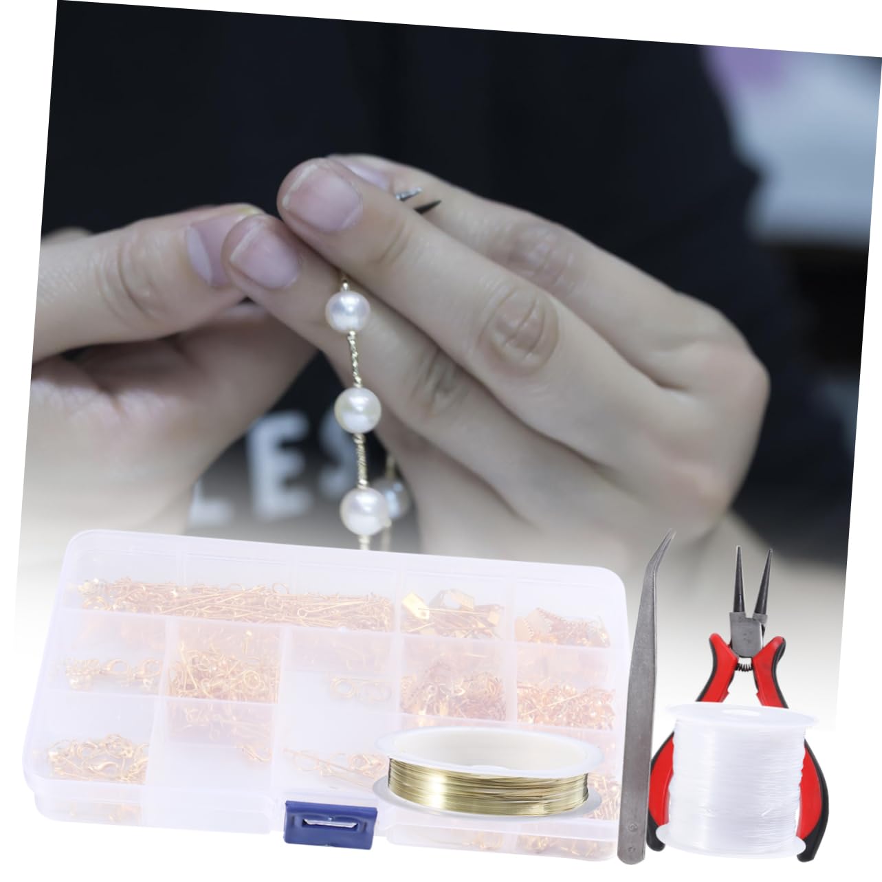 PERSELOSO Kit Bijoux 768 Pièces en Boîte, Pinces et Accessoires Métal Or