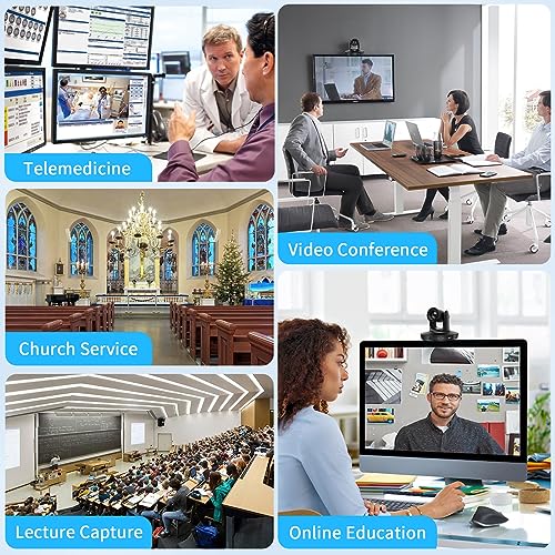 HCSTVCON Câmera PTZ 4K HDMI Zoom óptico 20x com saídas de transmissão IP USB3.0/HDMI/LAN, para vMix