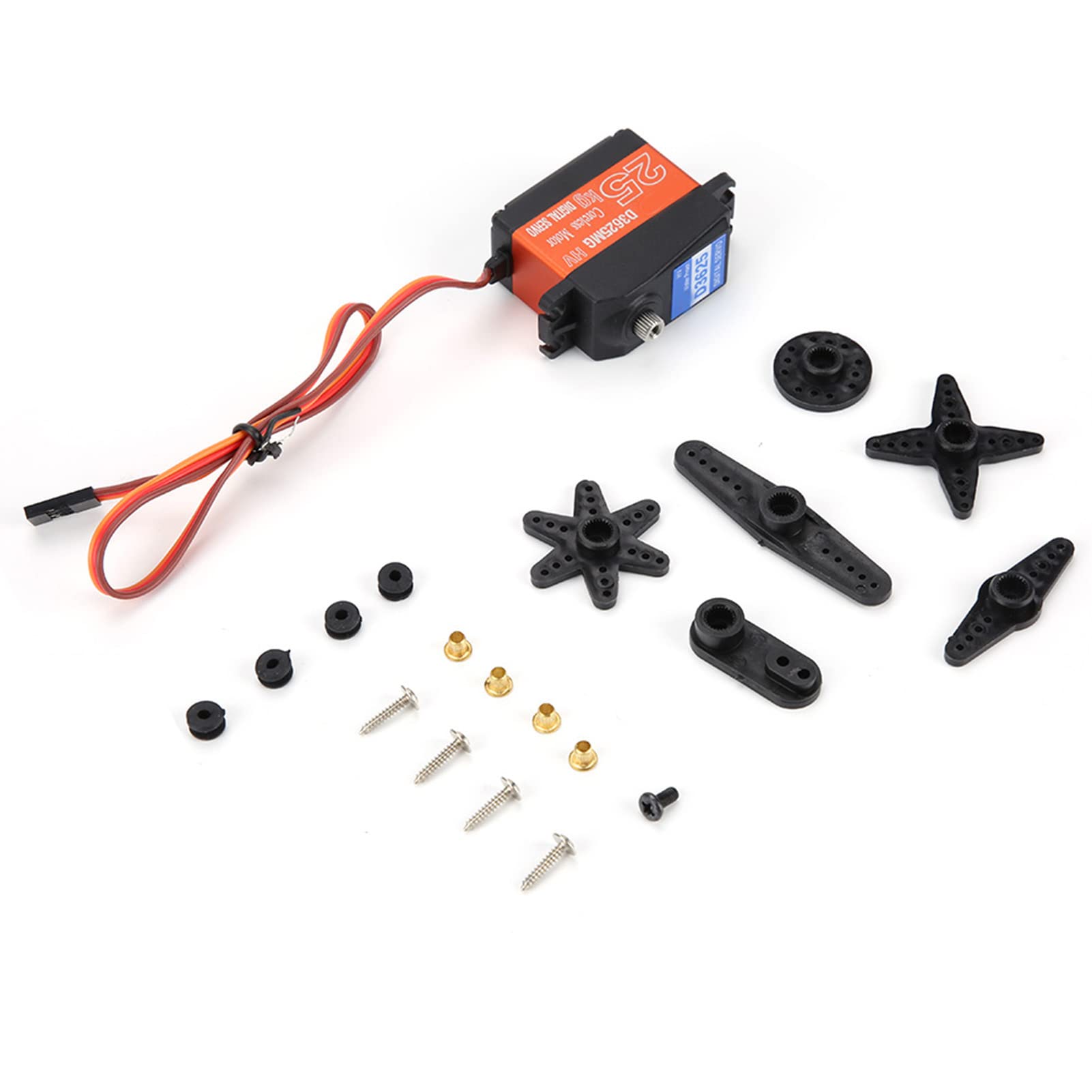 Servo Digital Metal Gear, Alto par 180° para Coche de Carreras de Camiones Cortos 1/10 1/8, con Rodamientos Dobles y Bucle de Silicona, Metal, 82 G