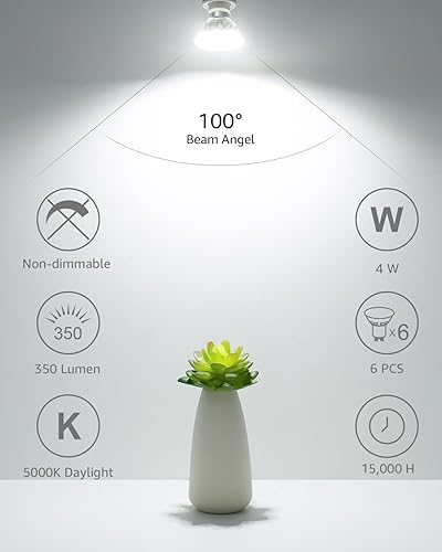 Miniatura 10 de LE - Bombillas LED GU10, equivalentes a halógenas de 50 W, no regulables, repuesto de bombilla LED para iluminación de riel empotrable, 3 W, 350 lm,