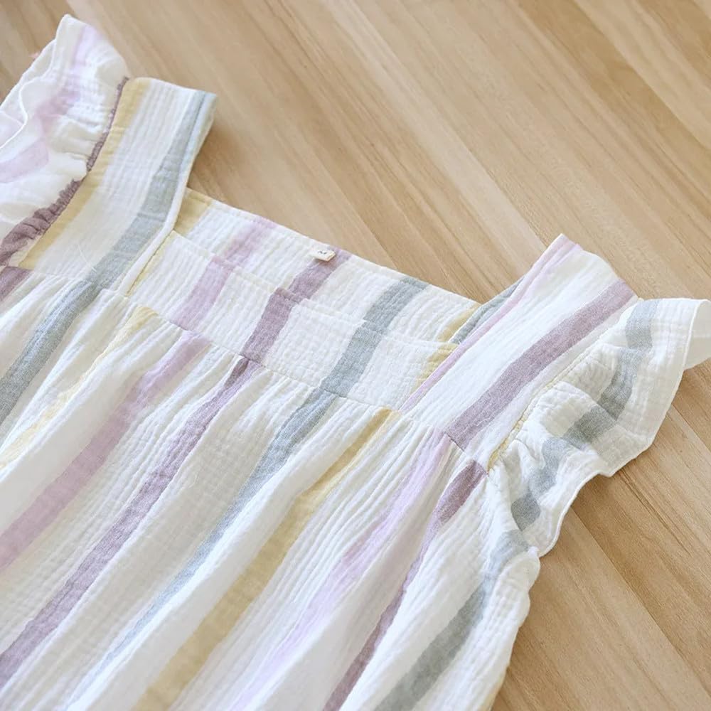 Camisón para Mujer - Falda para Dormir De Verano para Mujer, Falda con Tirantes De Crepé De Algodón, Camiseta Sin Mangas Suave Y Cómoda, Vestido para Casa para Mujer