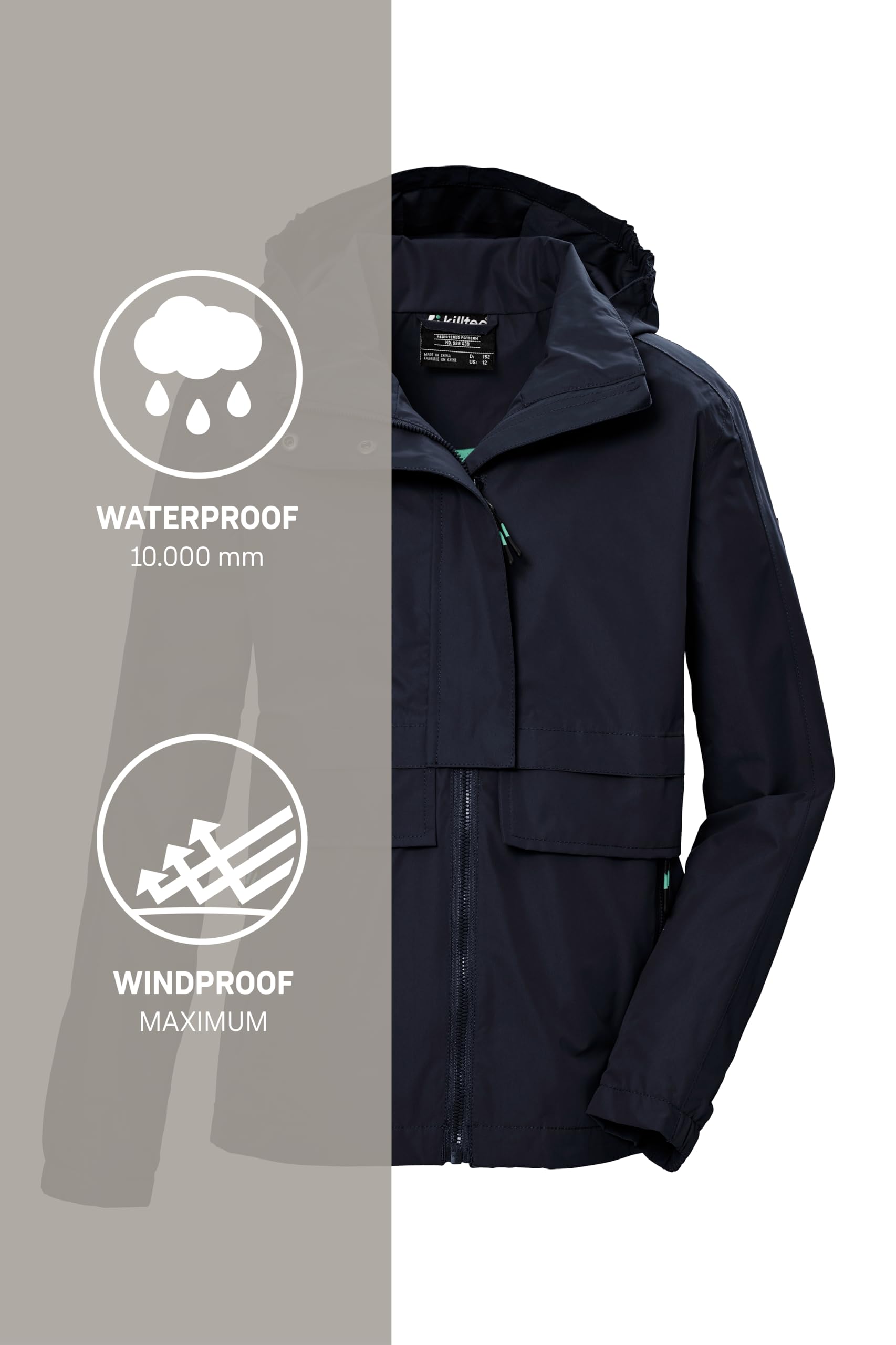 Killtec Kos 149 Grls Jckt Chaqueta funcional impermeable con capucha Niñas