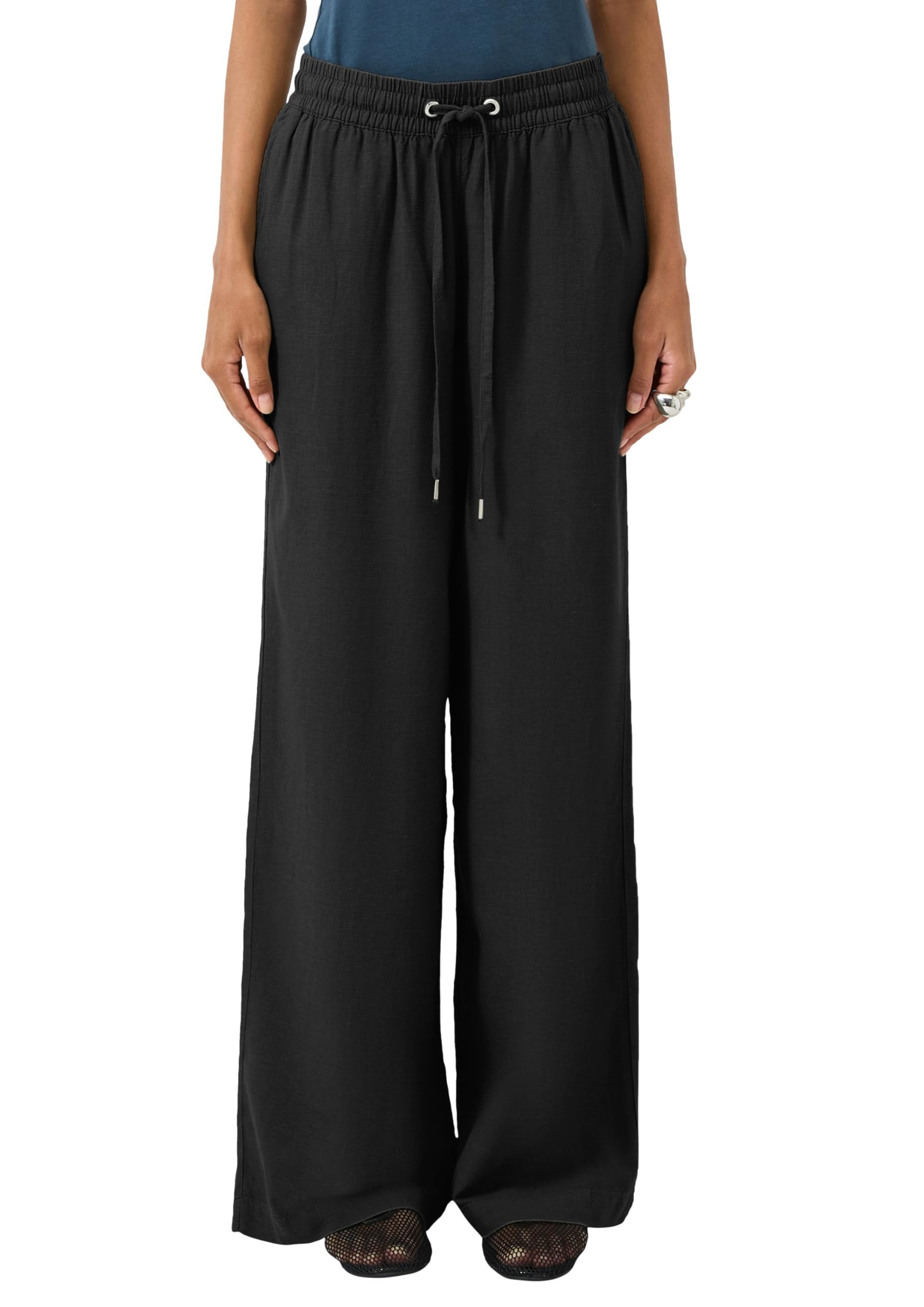 Pantalon large noir confortable résout les tailles serrées - 7