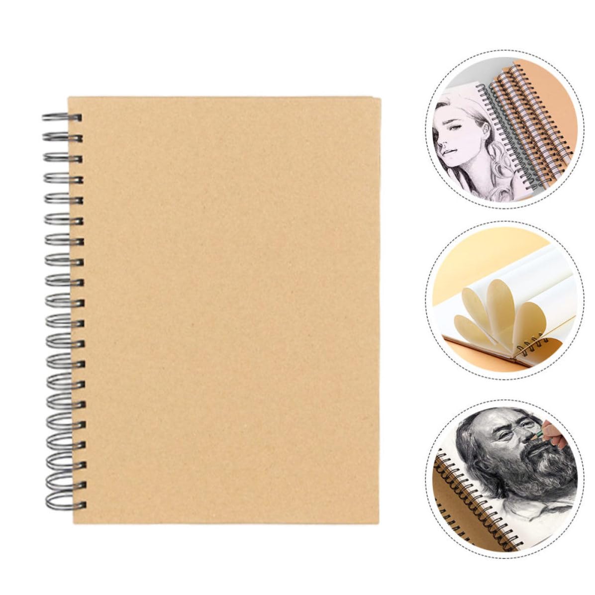 BUTIFULSIC Carnet de Croquis à Spirale 60 Feuilles de Papier, Pages Sécurisées et Ouverture à Plat, pour Croquis et Écriture Créative