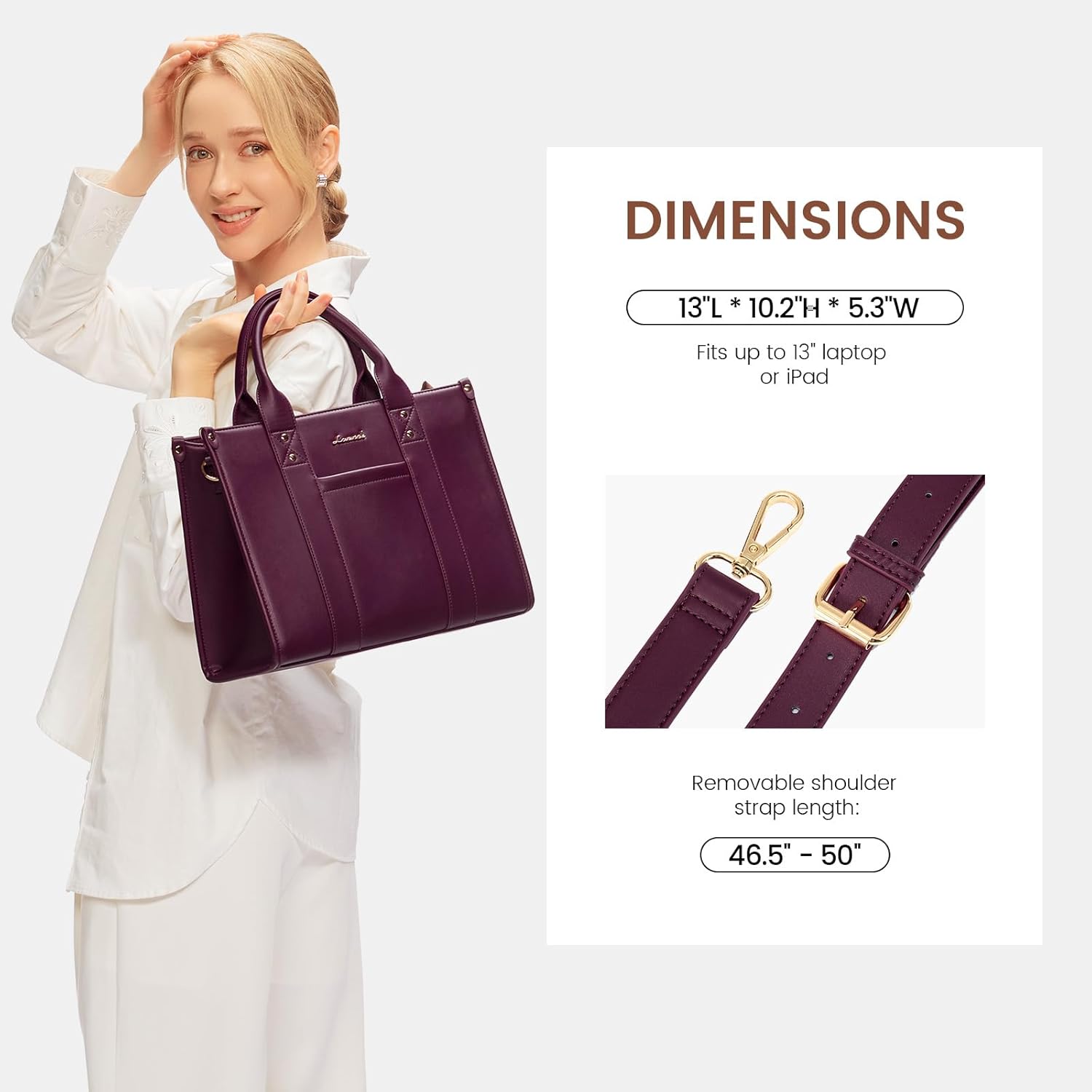 LOVEVOOK Purse for Women Leather Tote Bag Purse and Handbags, Satchel Shoulder Crossbody Top Handle Bags with Zipper - Image 4