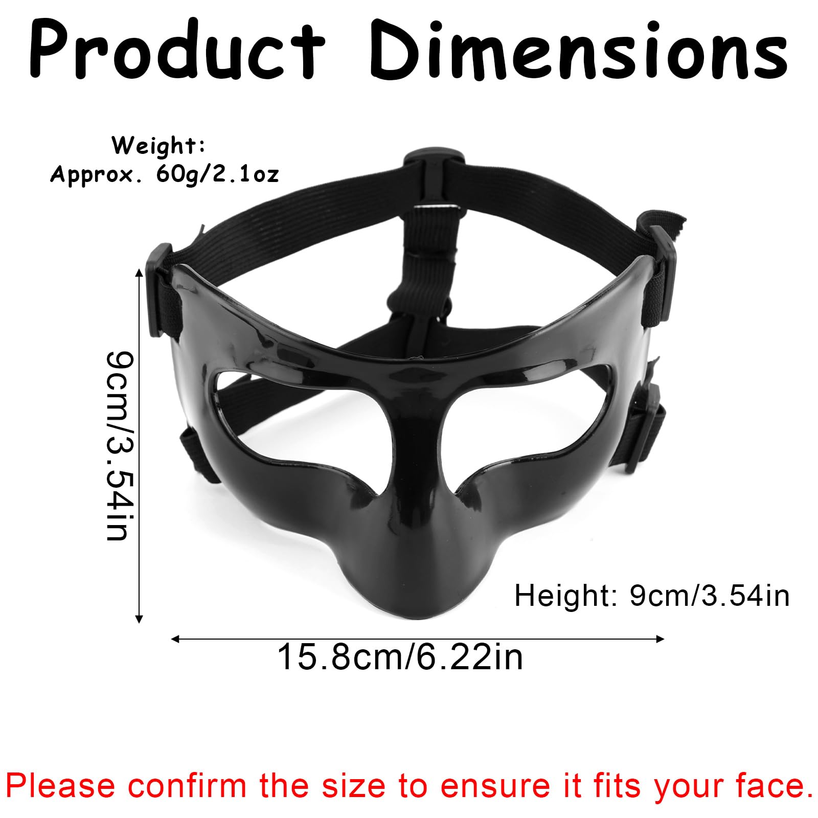 Masque pour Nez Cassé, Réglable Écran Facial Respirant Transparent Entraînement Sportif Masque Facial Protège Nez avec Rembourrage pour Adultes Adolescents Basket-Ball Football Accessoires