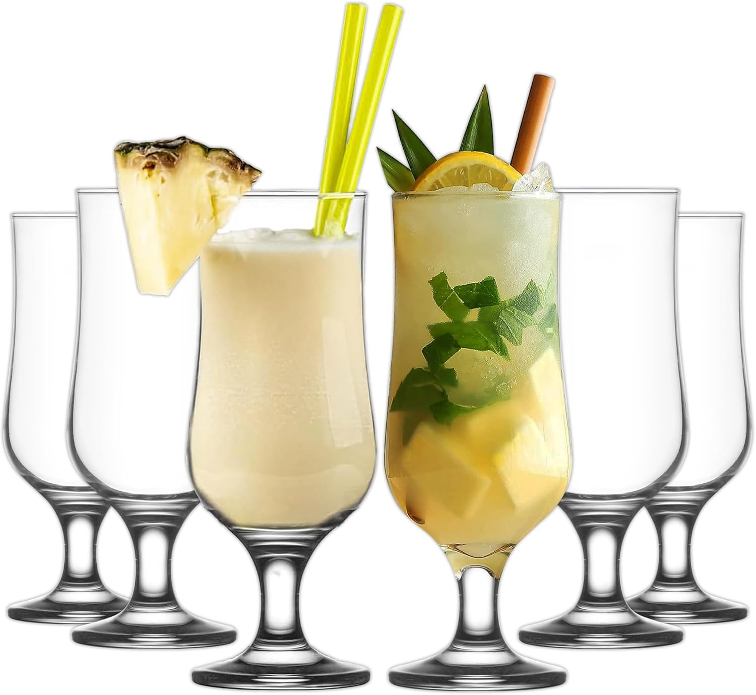 NORDIC SCHILLER Bicchieri da Cocktail Set 6, 385ml 100% SENZA PIOMBO Bicchieri da Caffè Freddo, Frappé Bicchieri per Pina Colada, Bicchiere per Hurricane