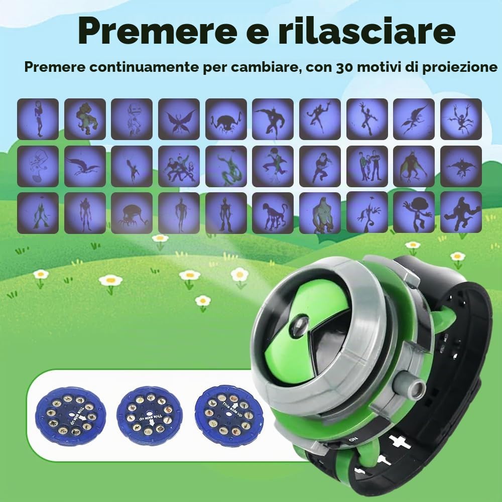 Orologio con proiettore per Bambini, Orologio da Polso con Proiezione e 10 Diapositive Integrate, Fan Degli Anime, per Regali di Compleanno, Giochi di Ruolo per Bambini
