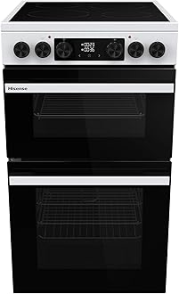 Hisense HDCEC5C10W Freestanding Ceramic Electric Cooker with Double Oven 69/43 Litres - White, A Rated Double Oven [Energy Class A]