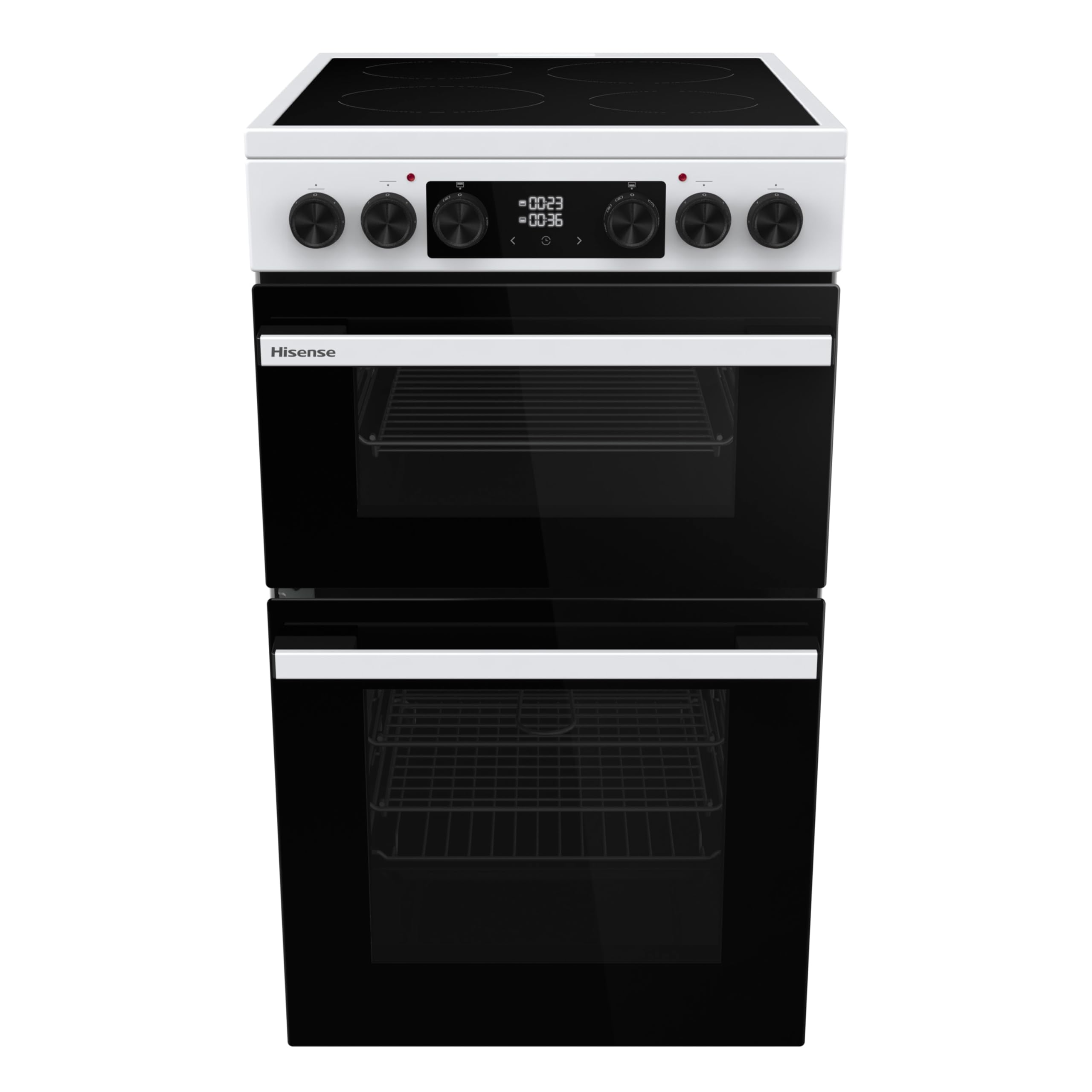 Hisense HDCEC5C10W Freestanding Ceramic Electric Cooker with Double Oven 69/43 Litres - White, A Rated Double Oven [Energy Class A]