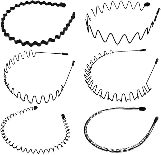 Amazon Co Jp Frcolor カチューシャ ヘアバンド メンズ レディース 男女兼用 波型 髪留め ヘアアクセサリー シンプル 黒 6本セット ジュエリー