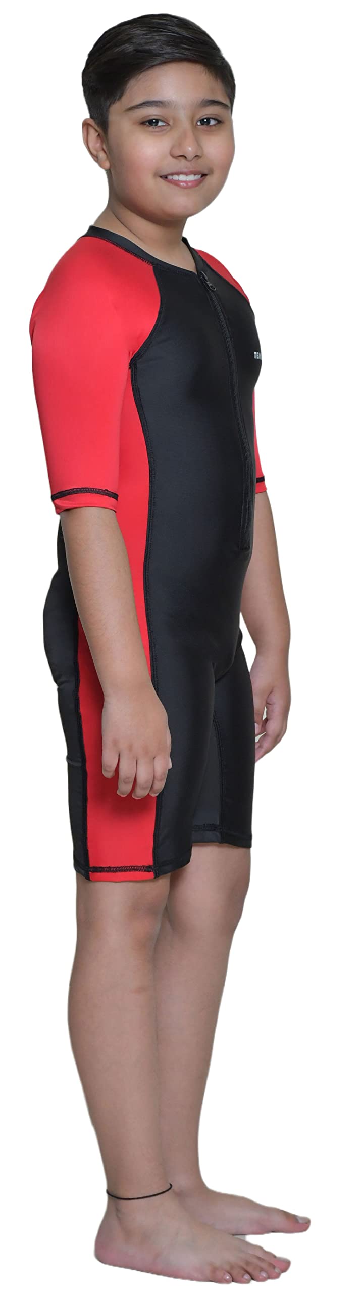Tempest Boy Swimming Kit with 1 Swimming Shorts | Costume | Trunk Swimming 1 Anti Fog Swimming Goggles 1 Silicone Swimming Cap 1 Nose Clip 2 Ear Plugs(Red, 6 Years - 7 Years) 1
