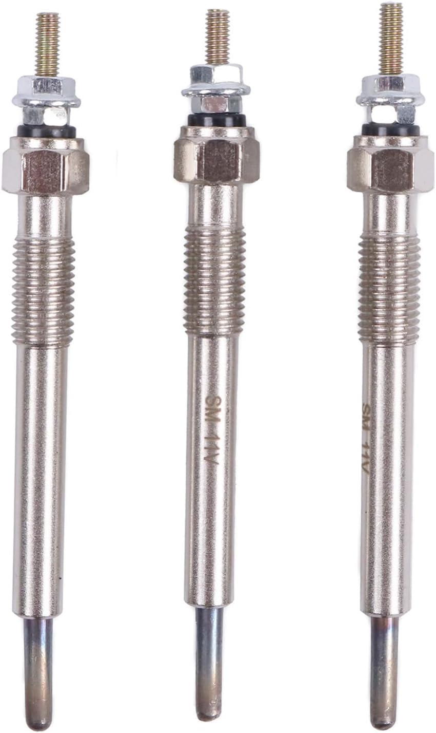 3PCS Glow Plug 129008-77800 Compatible for Yanmar 3TNV88 3TNV88-BDCR 3TNV88-BPYB 3TNV88-QTB 3TNV88-XWL 4TNV88 Engine