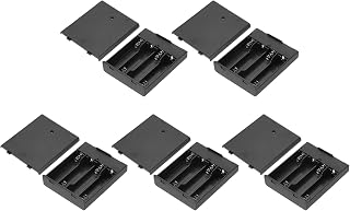 uxcell 5個入り AA電池ホルダー 4スロット 1.5V ポータブルUSBバッテリーパック 収納ボックス カバー＆スイッチ付き LEDライト用 屋内屋外兼用 ブラック