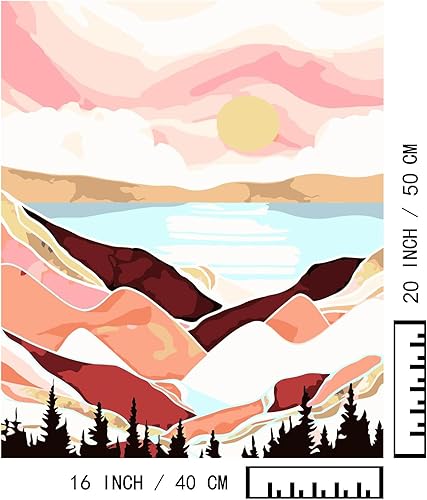 Miniatura 67 de Baisite 1112 Pintura por números, para adulto, principiante, niño, 12 pulgadas de ancho x 16 pulgadas de largo, 2 lienzos, 8 pinceles de madera