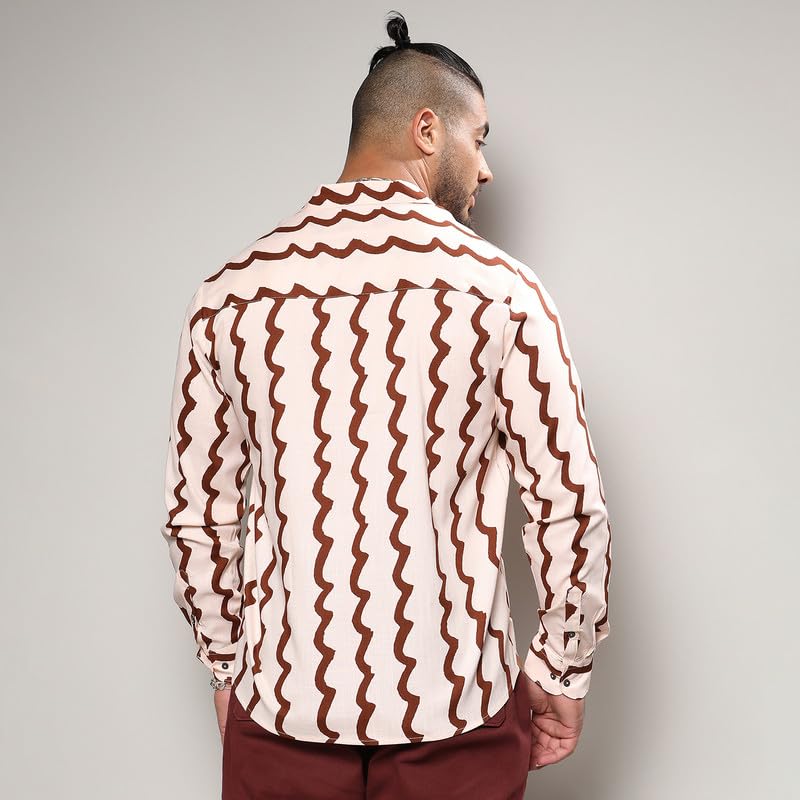 Image of Instafab Plus Men's Shirt for Casual Wear | Spread Collar | Long Sleeve | Button Closure | Plus-Size Fit | Cotton Shirt Crafted with Comfort Fit for Everyday Wear