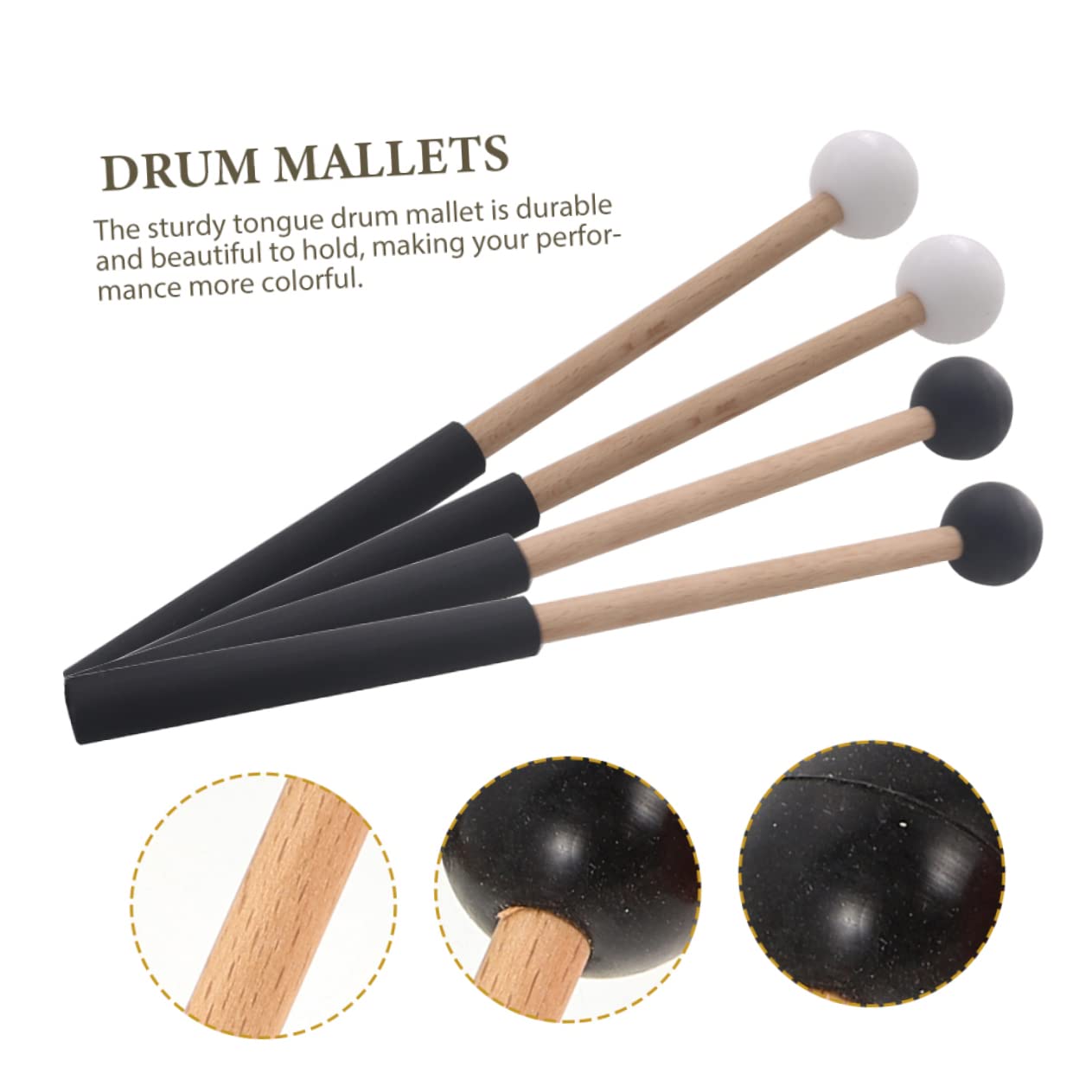 ibasenice 6paare Holzschlägel Für Marimba Und Zungentrommel Langlebige Percussion Mallets Für Anfänger Und Profis Komfortabler Griff